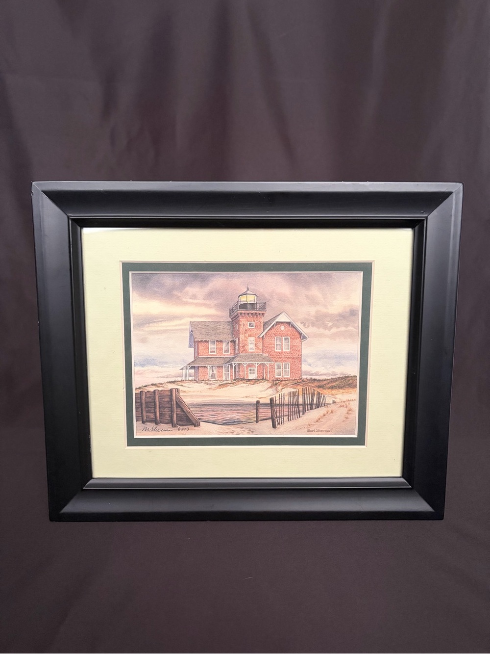 Harbour Lights Sea Girt NJ Lighthouse Matted Framed Art Print Mark Sherman